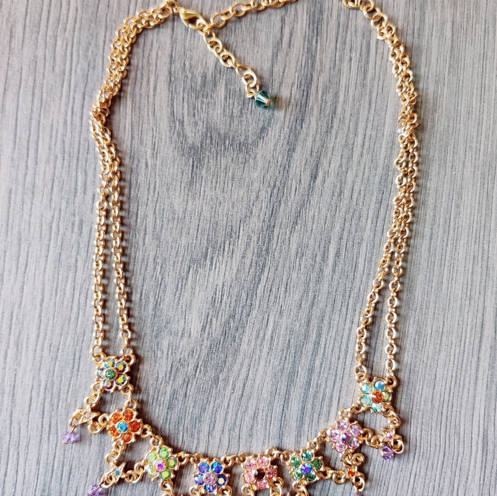 Kirks Folly (Rare Vintage) Crystal flower necklace, PERFECT STATEMENT PIECE - Picture 10 of 12